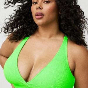 Torrid Vibrant Acid Green Textured Bikini Top